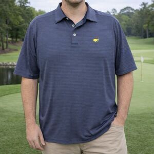 Masters Tech Polo Shirt Mens Large Blue Golf Performance Augusta National Logo